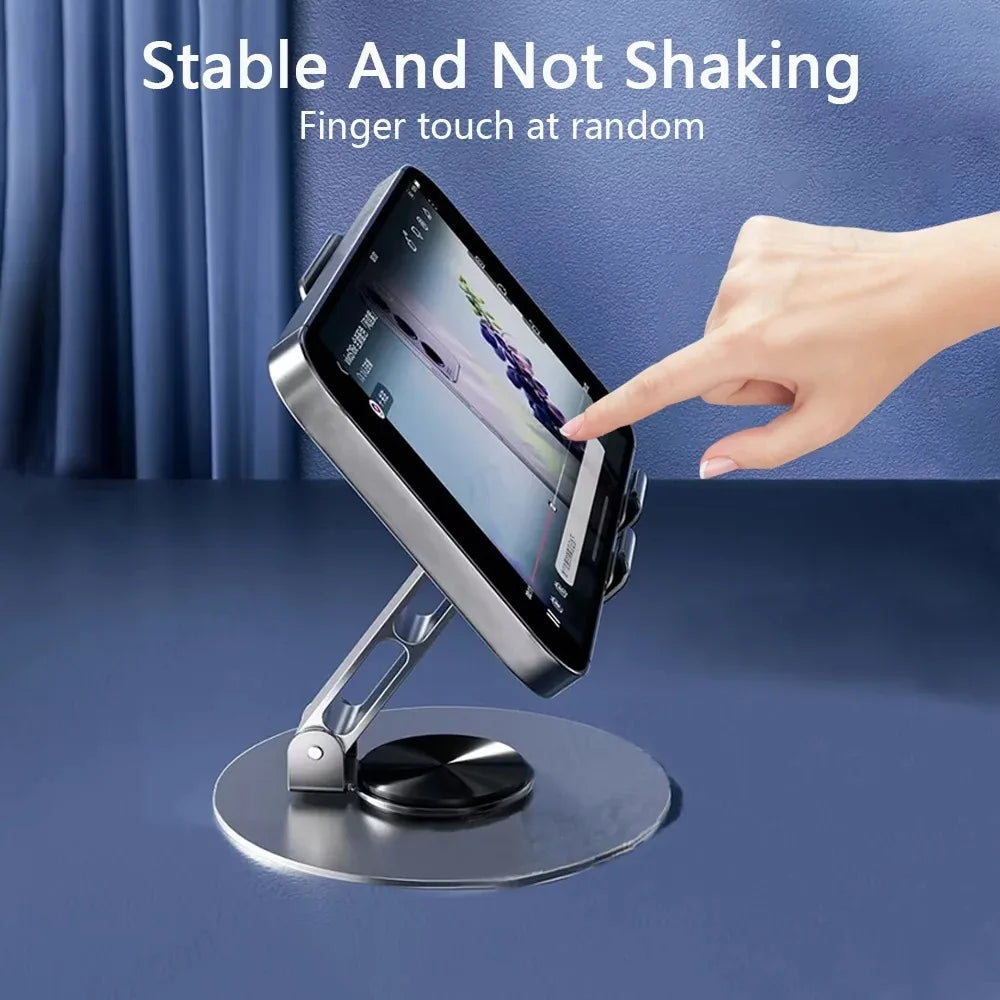360-degree metal rotating mobile phone and tablet stand - non-slip, foldable, adjustable, portable phone stand