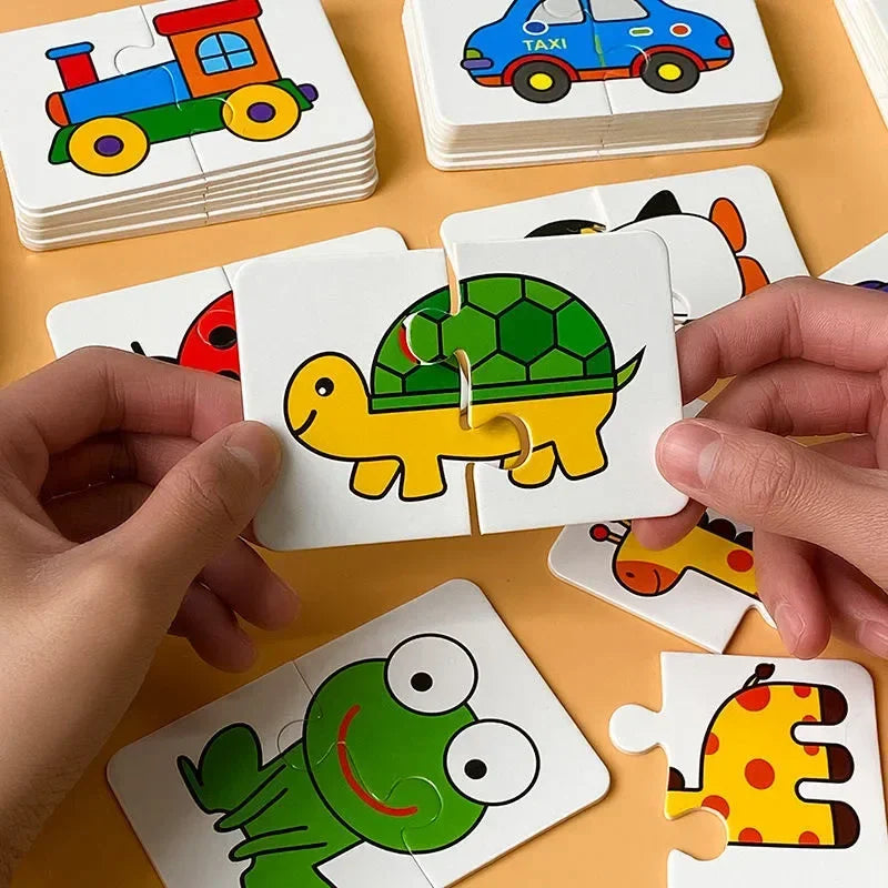 Rompecabezas educativo Montessori para niños pequeños, tarjeta a juego 4 32 piezas, juguetes de dibujos animados, forma de Color
