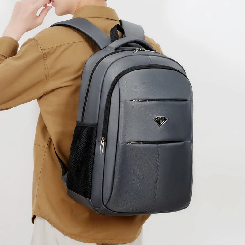 Large-capacity Student School Bag Casual Solid Color Backpack Material Oxford Men New Backpack Multi-functional Simple Bag