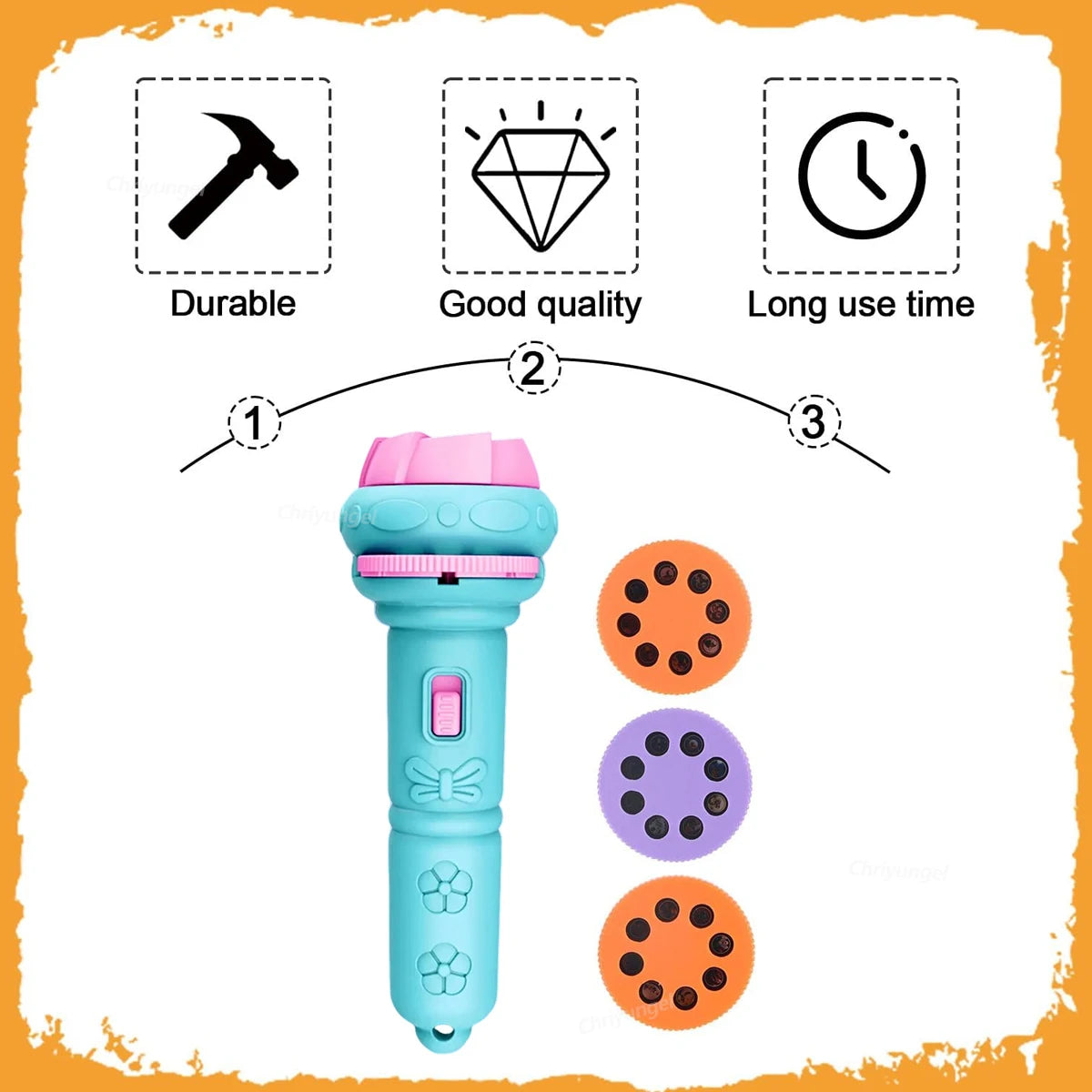 Projector Flashlight for Kids 10 Cards 80 Patterns Bedtime Toys Cartoon Light Educational Toy Gift for Toddler Boys Girls