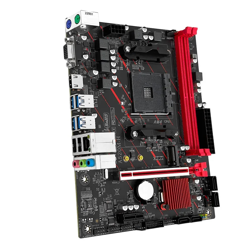 JGINYUE A520M Motherboard CPU Set AM4 Ryzen Kit with Processor Dual Channel DDR4 3200MHz Cooler Support M.2 NVME 4*SATA3.0 WIN11