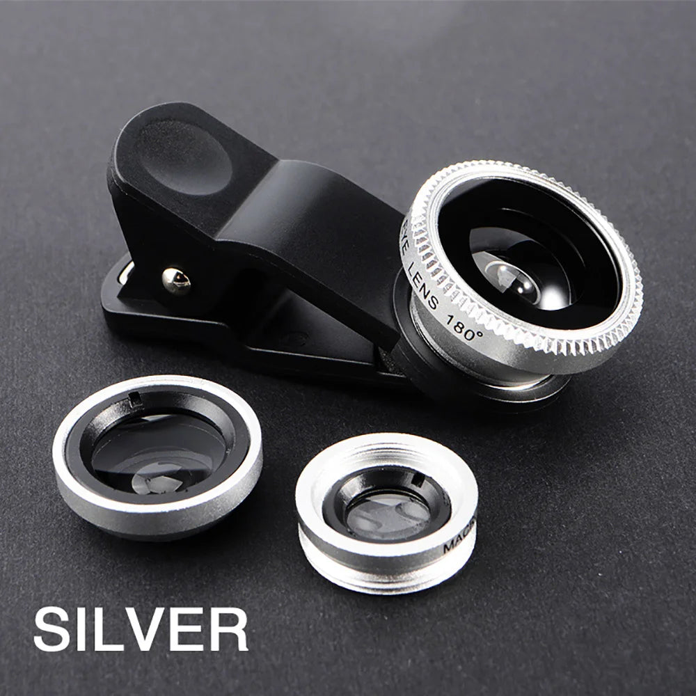 Universal 3 in 1 Phone Fisheye 0.67X Wide Angle Micro Camera Lens For iPhone Xiaomi Smartphone Fish Eye Zoom Len With Phone Clip