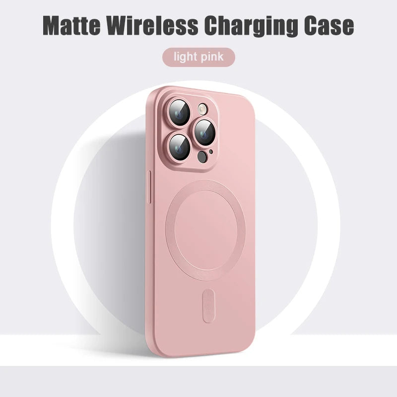 Original Matte Silicone Magnetic Case For iPhone 15 13 11 12 14 16 Pro Max Plus Magsafe Cases Wireless Charge Cover Accessories