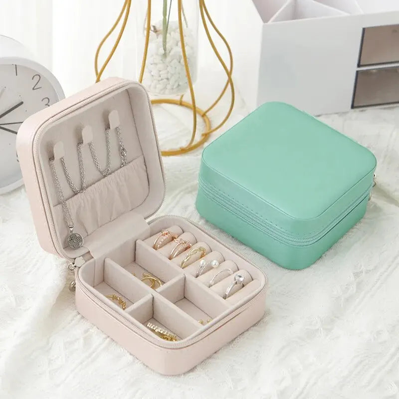 1pc Portable Jewelry Storage Box Home Travel Earrings Necklace Ring Jewelry Box Mini Layered Jewelry Display Case