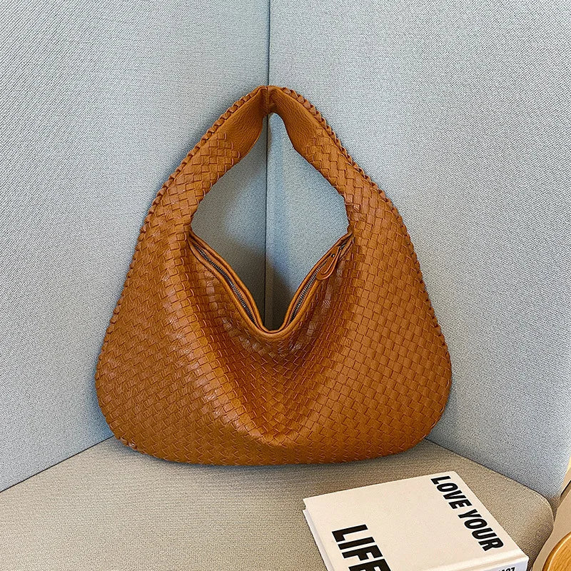 2025 Trendy Woven Hobo Bag for Women Vegan Leather Handmade Tote Handbag Fashion Large Capacity All-Match Shoulder Underarm Bags