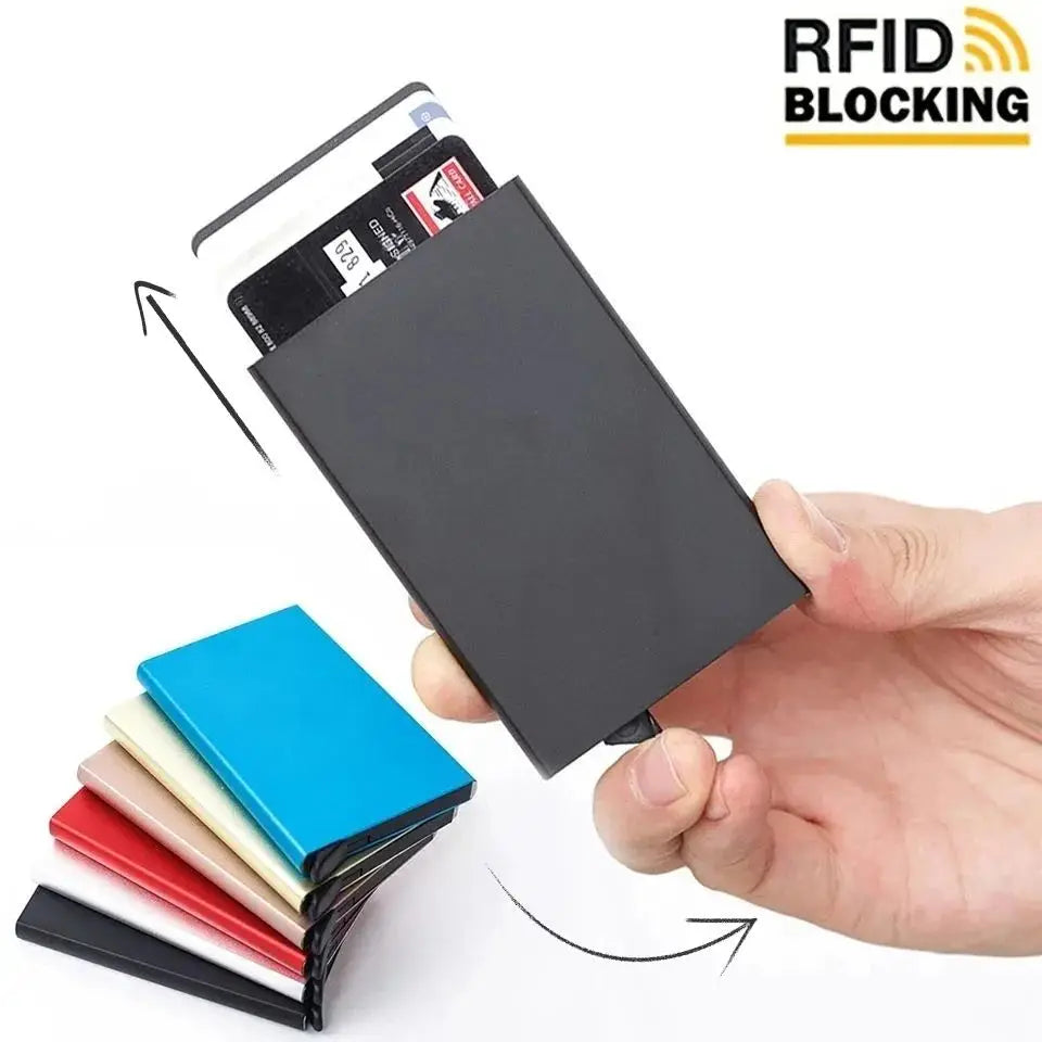 Rfid Smart Wallet Card Holder Metal Thin Slim Men Women Wallets Pop Up Minimalist Wallet Small Black Purse Vallet Walets for Men