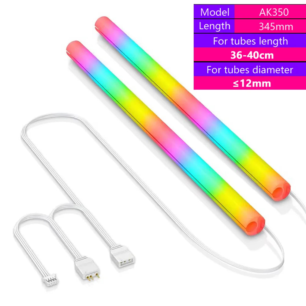 Flexible 5V Addressable ARGB Neon Tube Light with Cover Sleeve for Gaming PC AIO 120 240 360 CPU Water Liquid Cooler Retrofit