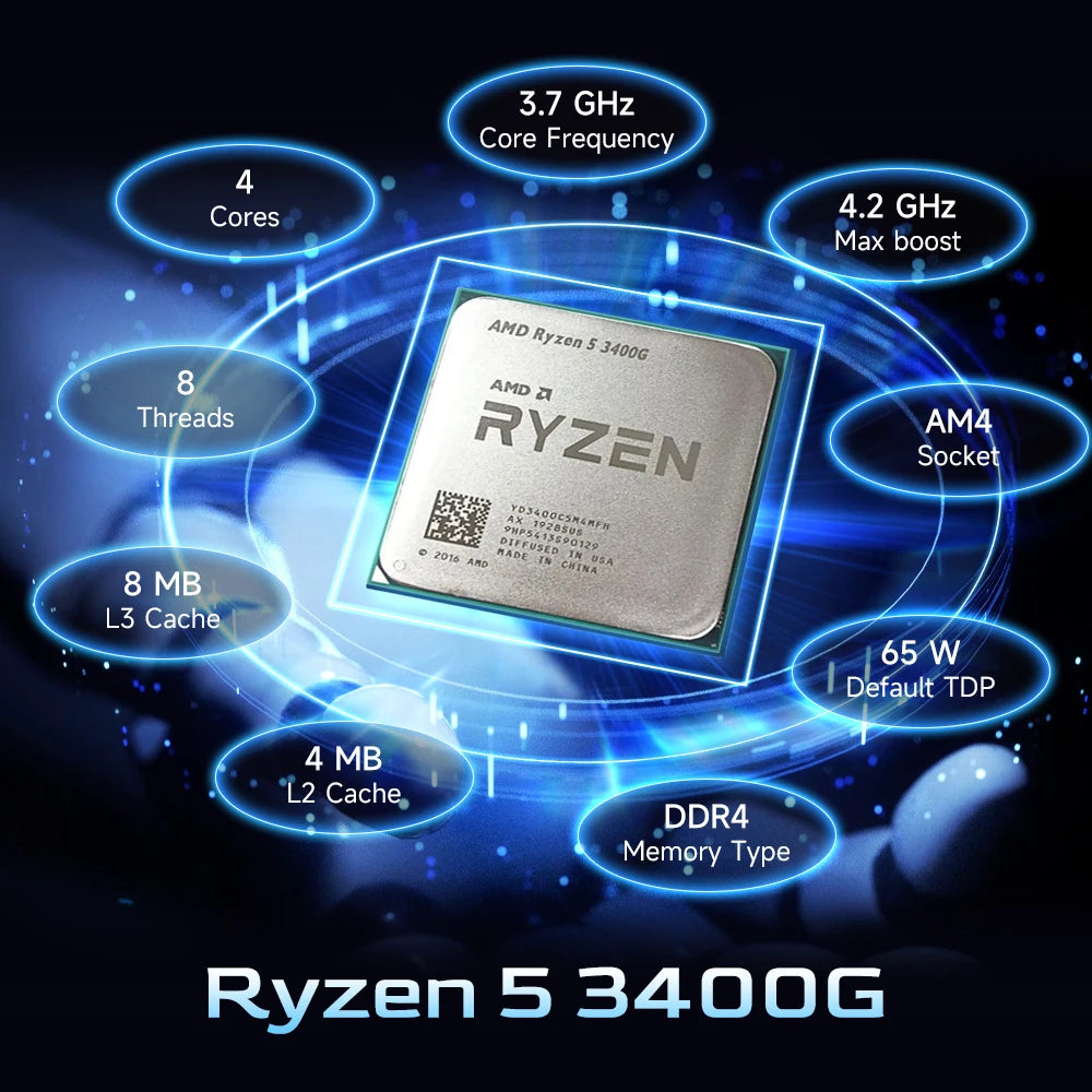 AMD Ryzen 5 3400G 4-Core 8-Thread Special offer CPU Processor New PCIe 3.0 DDR4 TDP 65W R5 3400g Socket AM4 but without cooler