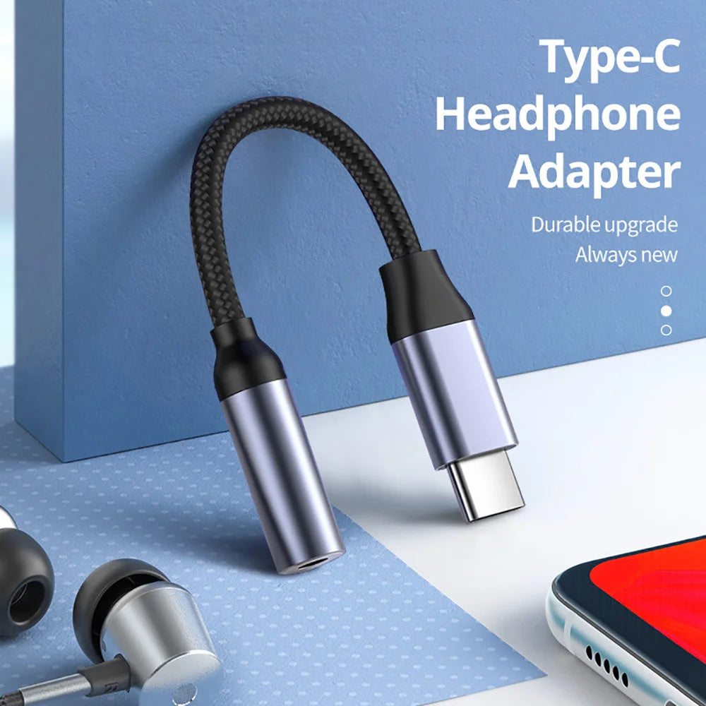 Type C to 3.5mm Audio Adapter Cable USB C to 3.5mm Female Headphone Jack Adapter For iPhone 16 15 Samsung DAC Digital Decoder