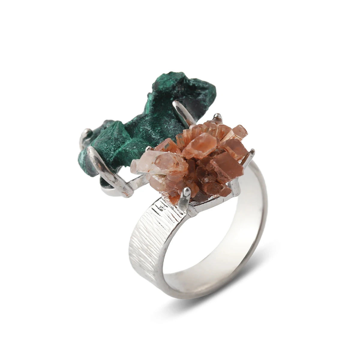 Natural Gemstone Ring Unisex Ring Unique  Crystal Fashion Jewelry Adjustable  Unisex Party Gift Ring Raw Stone Jewelry