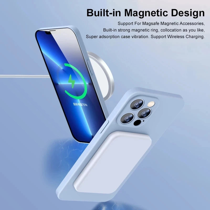 Original Magnetic For Magsafe Case For iPhone 15 14 13 12 11 Pro Max XS XR X 8 Plus Cases Liquid Silicone Wireless Charge Cover