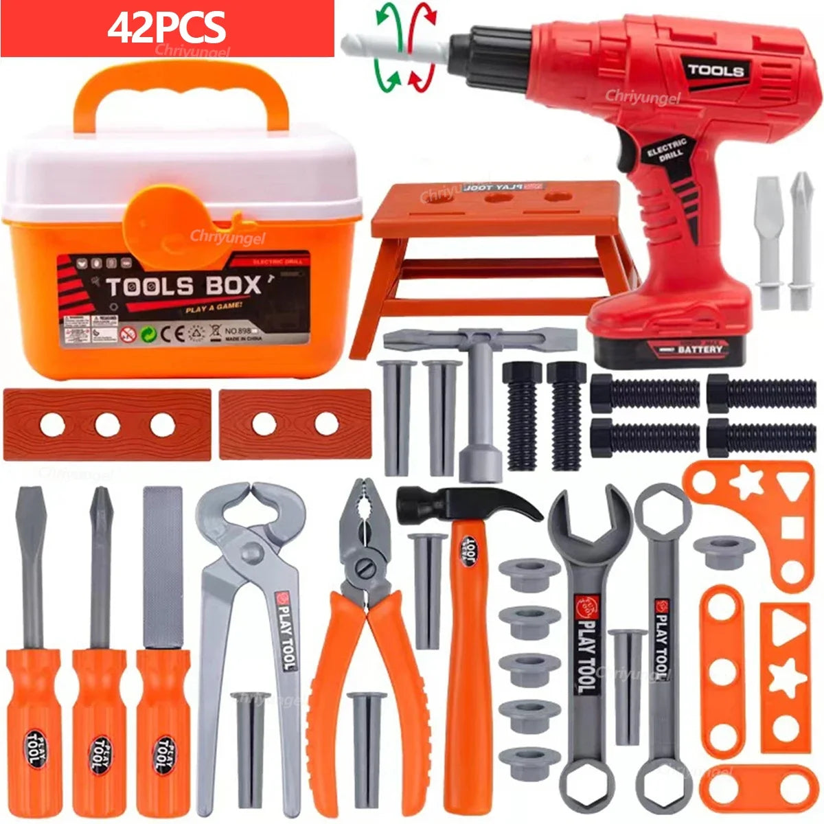 Kids Pretend Tools Kit 38/41/42 PCS Role Play Repair Construction Tool Kit Educational Learning Toys for ToddlersBoys Girls Gift