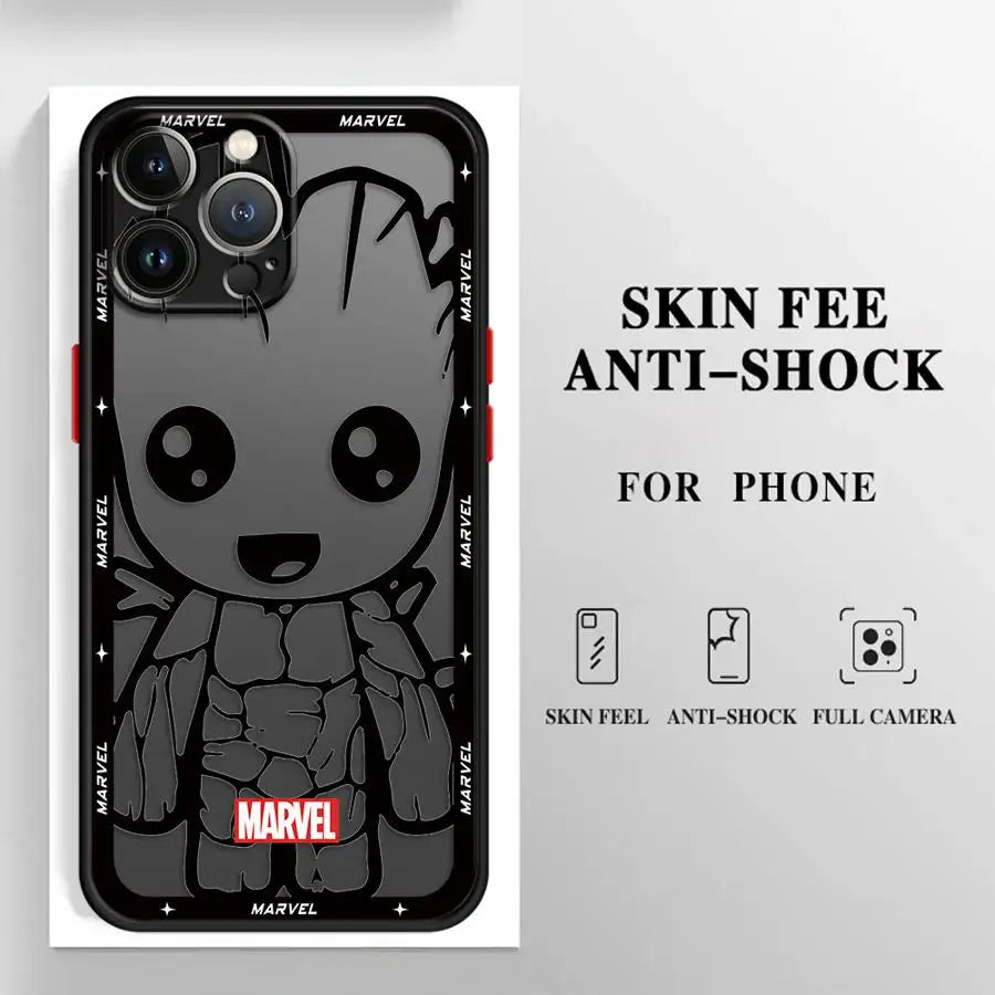 Case for iPhone 17 Pro Max Air 7 8 SE 11 XS XR 12 16 Plus 14 15 13 Mini Funda Back Phone Cover Marvel Groot Venom