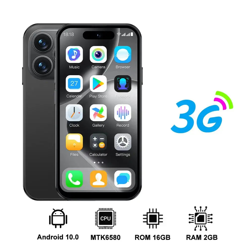 SERVO Mini Android Smartphone Dual SIM RAM 2GB ROM 16GB 3G WCDMA Play Store WiFi Hotspot Face Unlock 4.0" Small Size Smart Phone