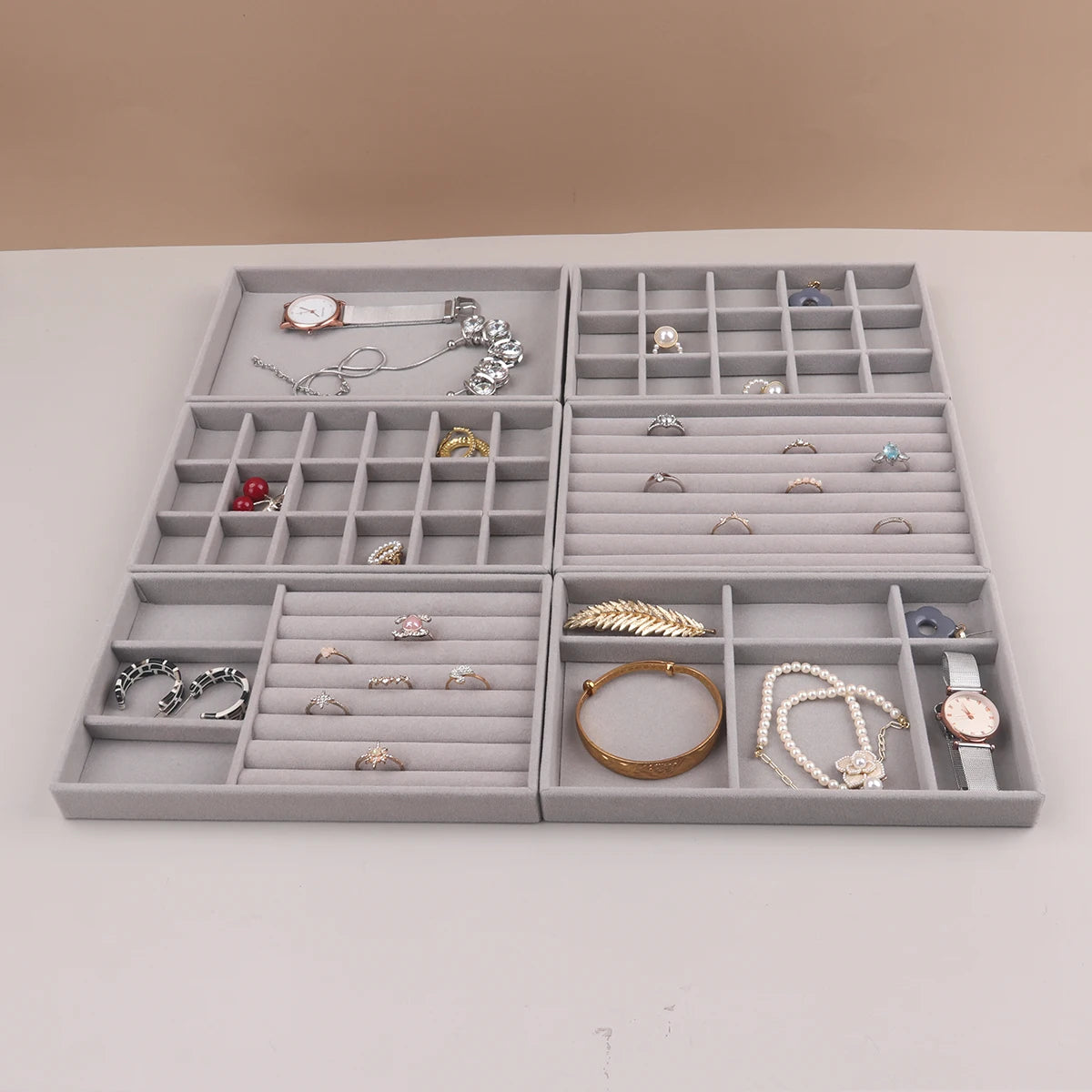 Velvet Jewelry Display Stackable Exquisite Jewellery Holder Portable Ring Earrings Necklace Organizer Box organizator de boys