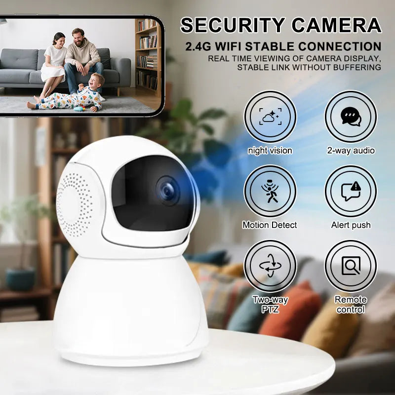 Wireless PTZ Camera Indoor IP Camera Wi-Fi Surveillance for Home Security Camera Night Vision CCTV Camera Pet Dog Camera