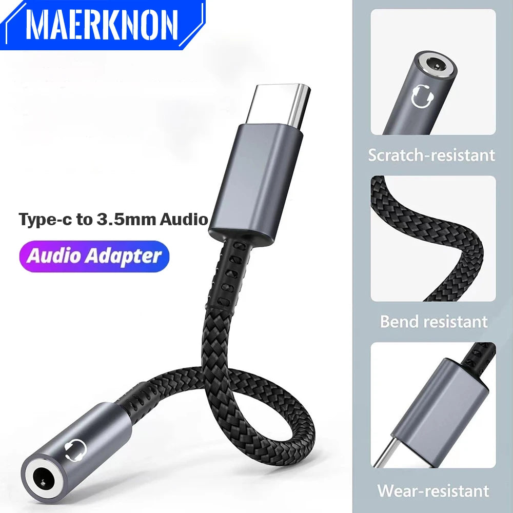 Type C to 3.5mm Audio Adapter Cable USB C to 3.5mm Female Headphone Jack Adapter For iPhone 16 15 Samsung DAC Digital Decoder