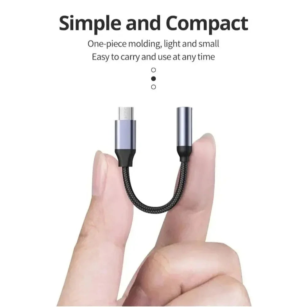 Type C to 3.5mm Audio Adapter Cable USB C to 3.5mm Female Headphone Jack Adapter For iPhone 16 15 Samsung DAC Digital Decoder