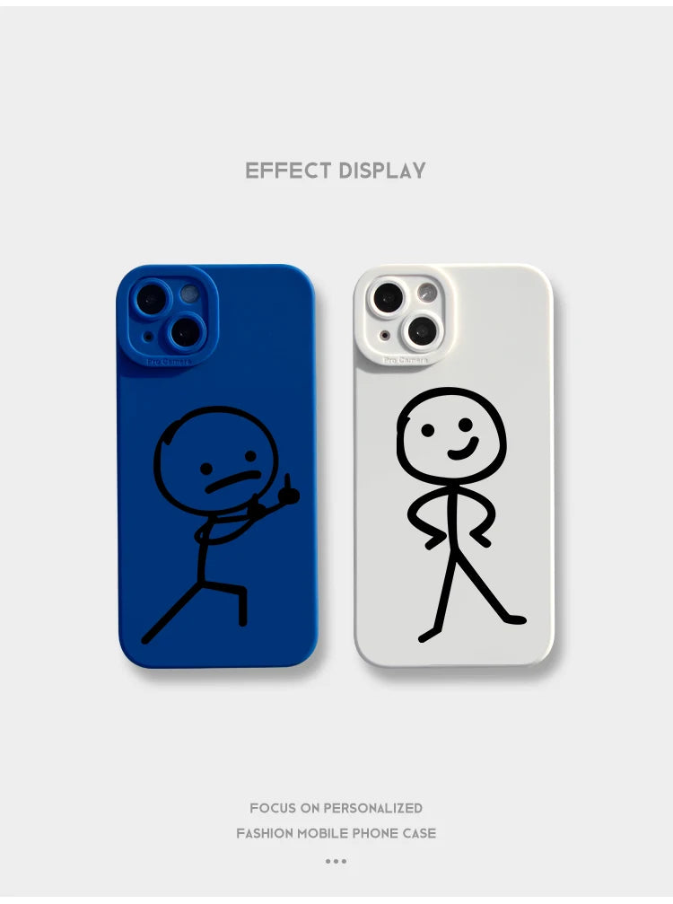 Cartoon Matchman Phone Case For iPhone 11 12 13 14 15 Pro Max XR XS X 7 8 Plus SE 2020 Shockproof Matte Soft TPU Silicone Cover