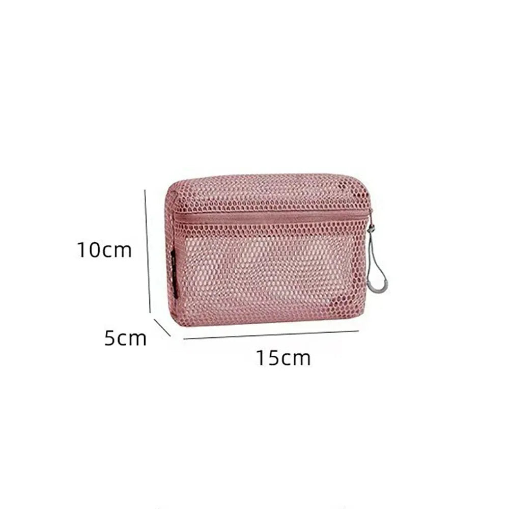 Casual Nylon Storage Pouch With Zipper Hand-held Mesh Pouch Multipurpose Mesh Toiletry Wash Bags Travel
