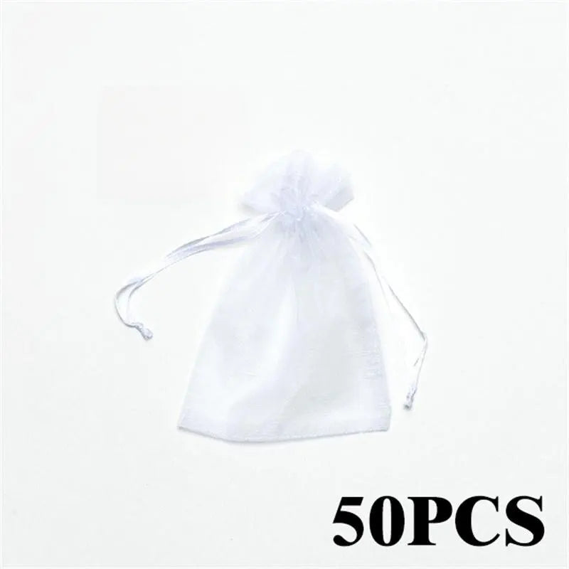 50pcs/Lot Multicolor Jewelry Packaging Bag 7*9 11*16 15*20cm Organza Bags Gift Storage Wedding Drawstring Pouches Wholesales