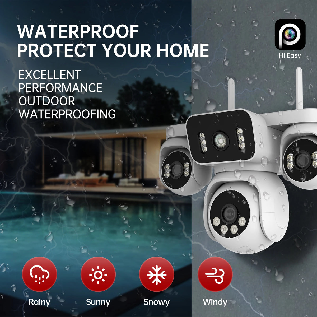 10K 20MP WiFi Security Camera Outdoor 16X Zoom 4 Lens 4 Screen 360° PTZ Camera IR Color Night Vision CCTV Wireless Surveillance