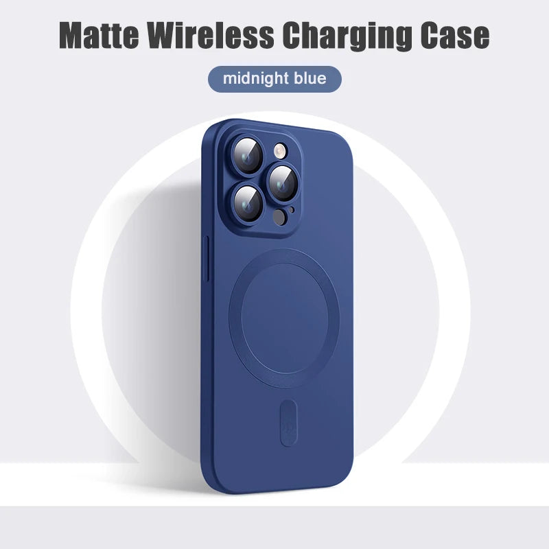 Original Matte Silicone Magnetic Case For iPhone 15 13 11 12 14 16 Pro Max Plus Magsafe Cases Wireless Charge Cover Accessories