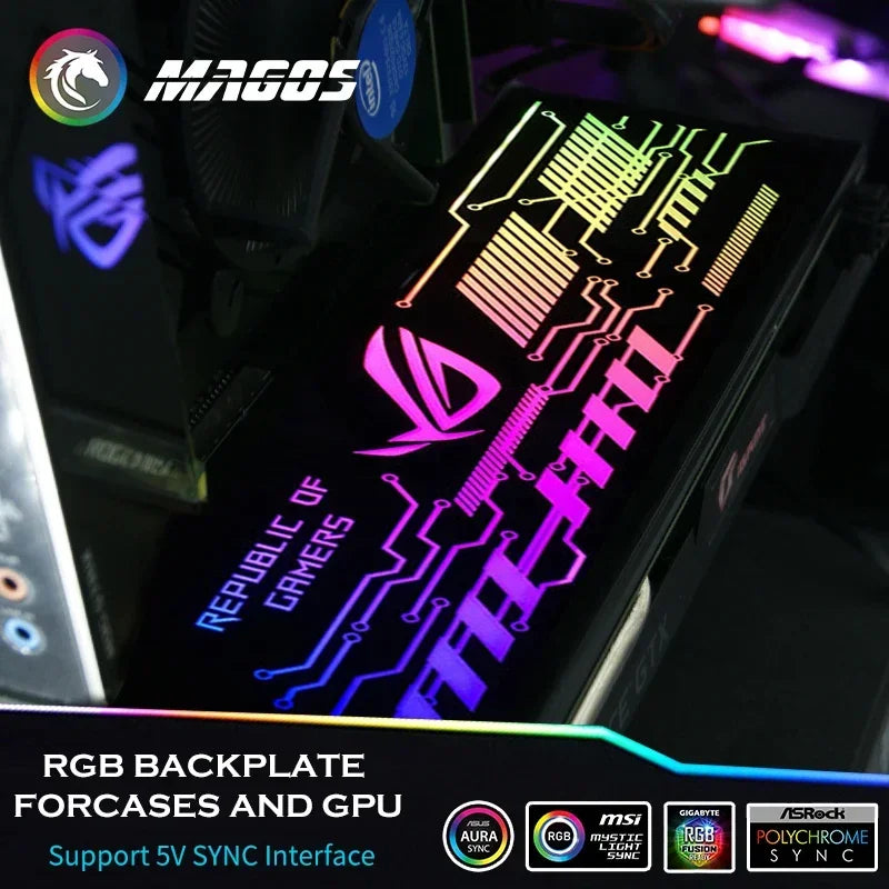 DIY RGB Lighting Panel For PC Case Decoration,VGA Backplate Side Board Symphony A-RGB Colorful RGB AURA SYNC MOD Water cooling