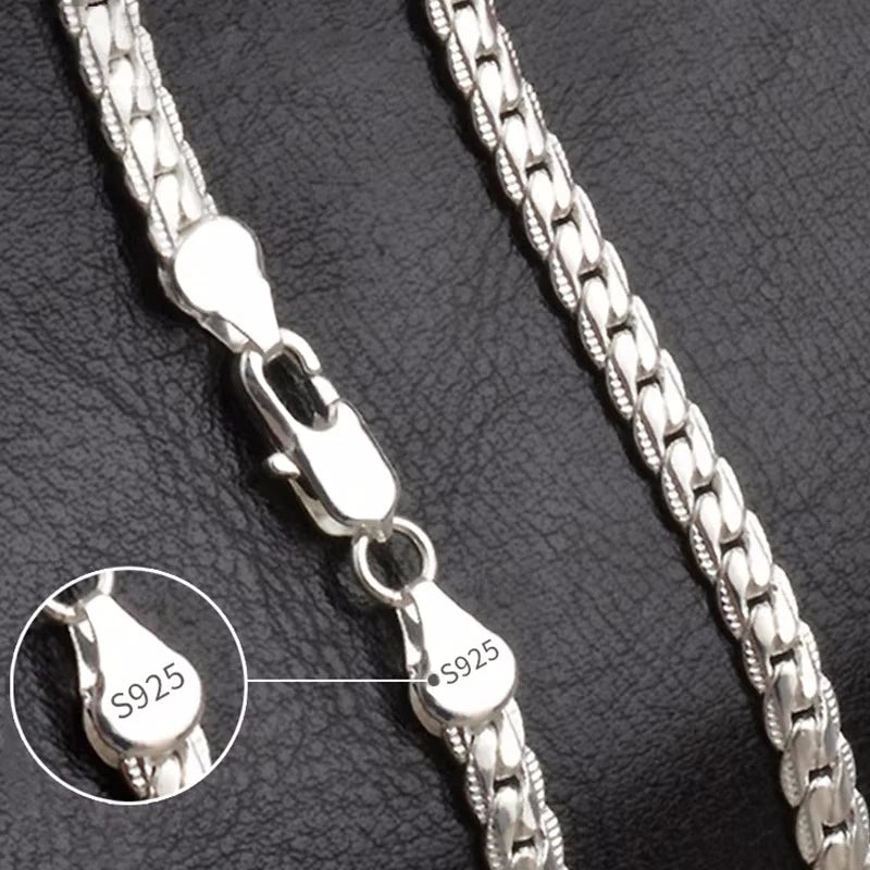 18K Gold/925 Sterling Silver 6mm Full Sideways Necklace 8/18/20/24 Inch Chain For Woman Men Fashion Wedding Engagement Jewelry