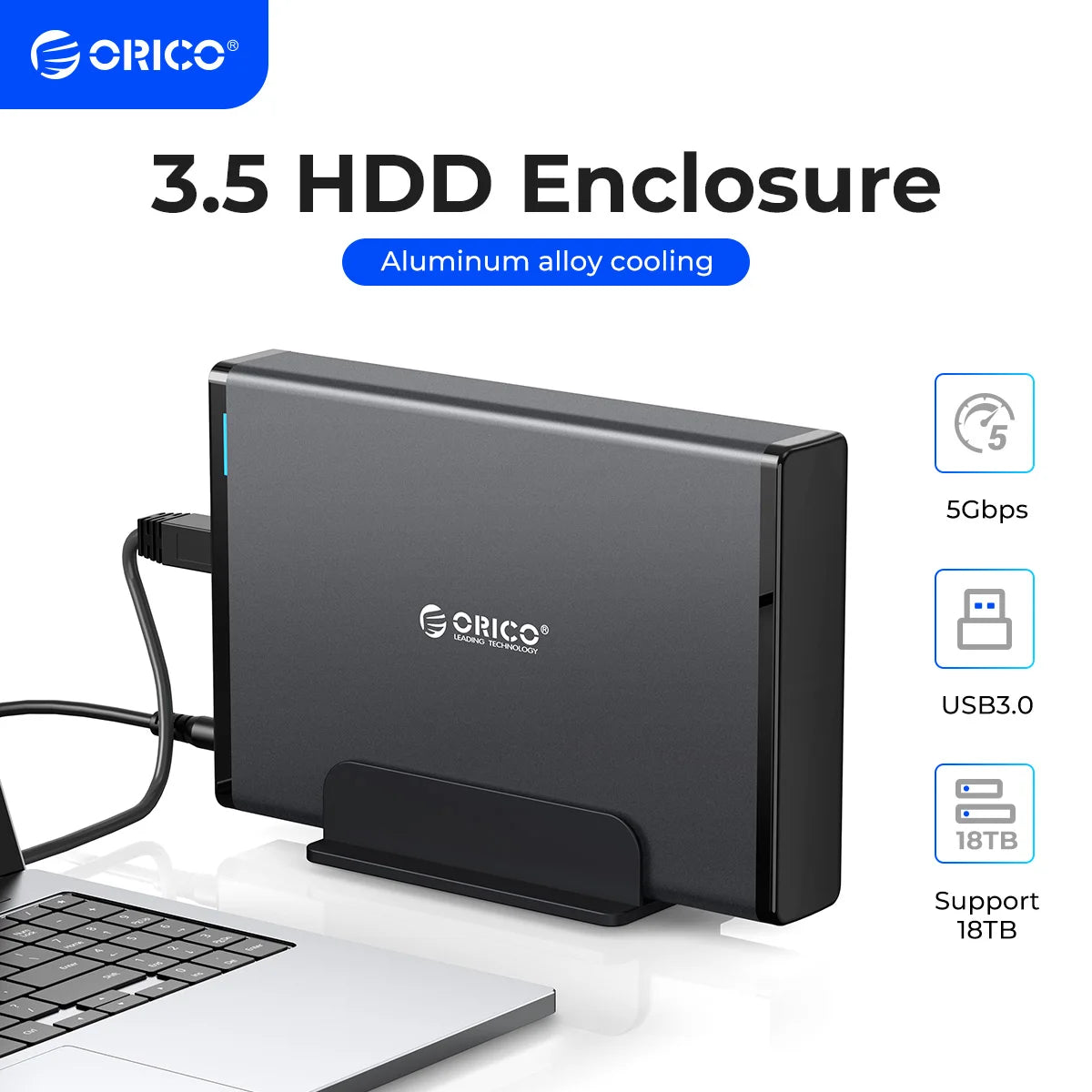ORICO 3.5'' HDD Case SATA to USB 3.0 Adapter External Hard Drive Enclosure for 2.5" 3.5" SSD Disk HDD Case for PC