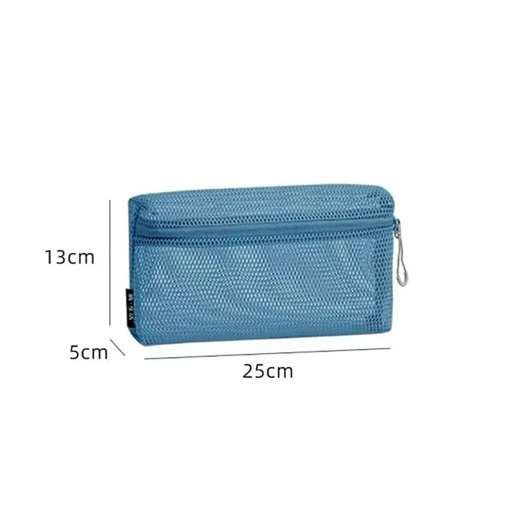 Casual Nylon Storage Pouch With Zipper Hand-held Mesh Pouch Multipurpose Mesh Toiletry Wash Bags Travel