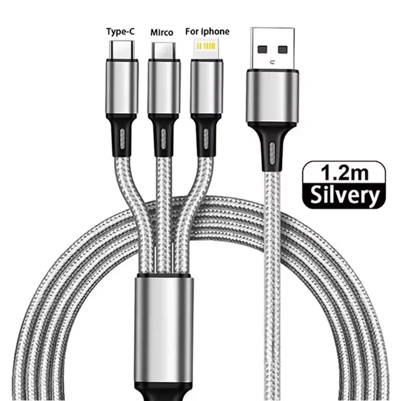 3-In-1 / 4-In-1  USB Cable Type C Usb Micro For iphone Samsung Huawei Xiaomi Multi Port Multiple Charging Wire