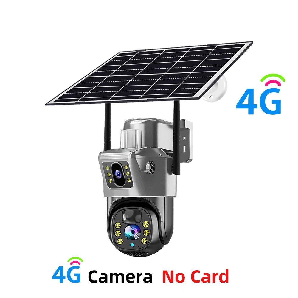 V380 Pro 4K 8MP 2 Lens 4G WiFi Solar Camera Outdoor PIR Night Vision IP66 Low Power Battery CCTV Security