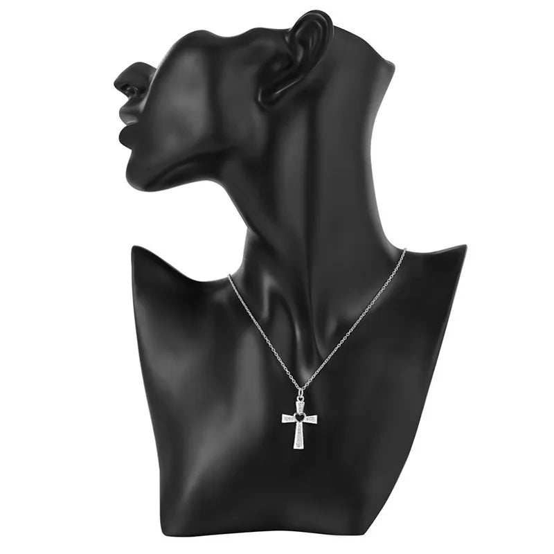 925 Sterling Silver Crystal Cross Pendant Necklace for Women, Charms, Classic, High Quality, Wedding Party Jewelry, Holiday Gift