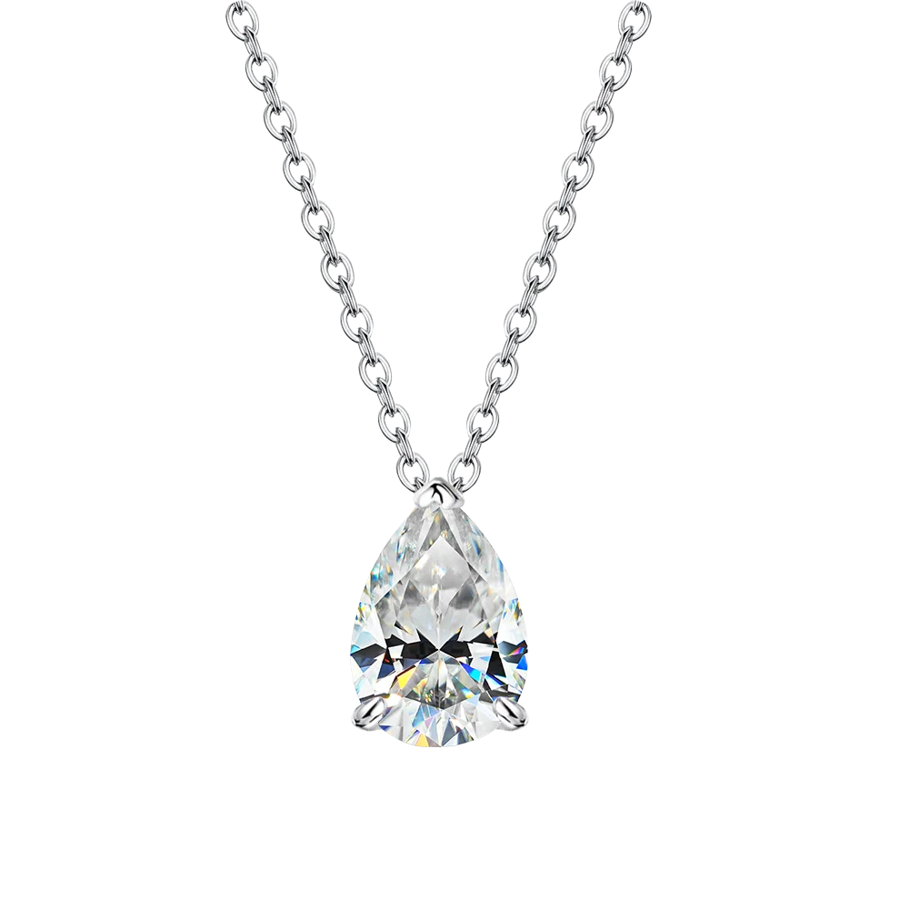 FEOBUR 1-5CT Waterdrop Solitaire Moissanite Necklace with Certificate Real 925 Silver 18K Plated Pear Diamond Pendant for Women