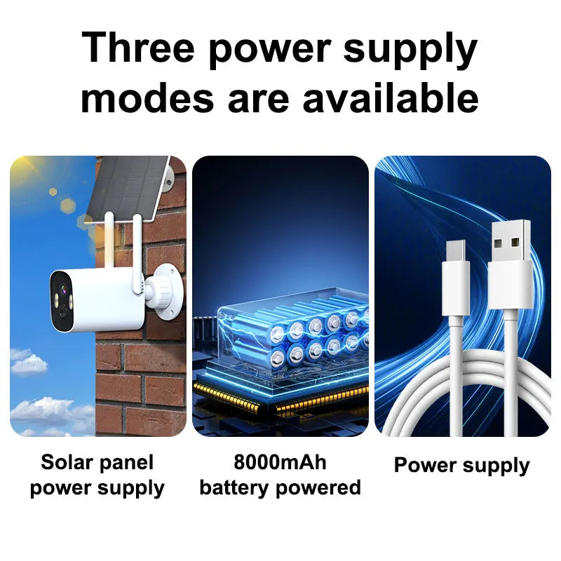 4MP Outdoor Solar-Powered Wireless WiFi Camera with Night Vision Motion Sensor Wireless Home Security Surveillance CCTV Camera