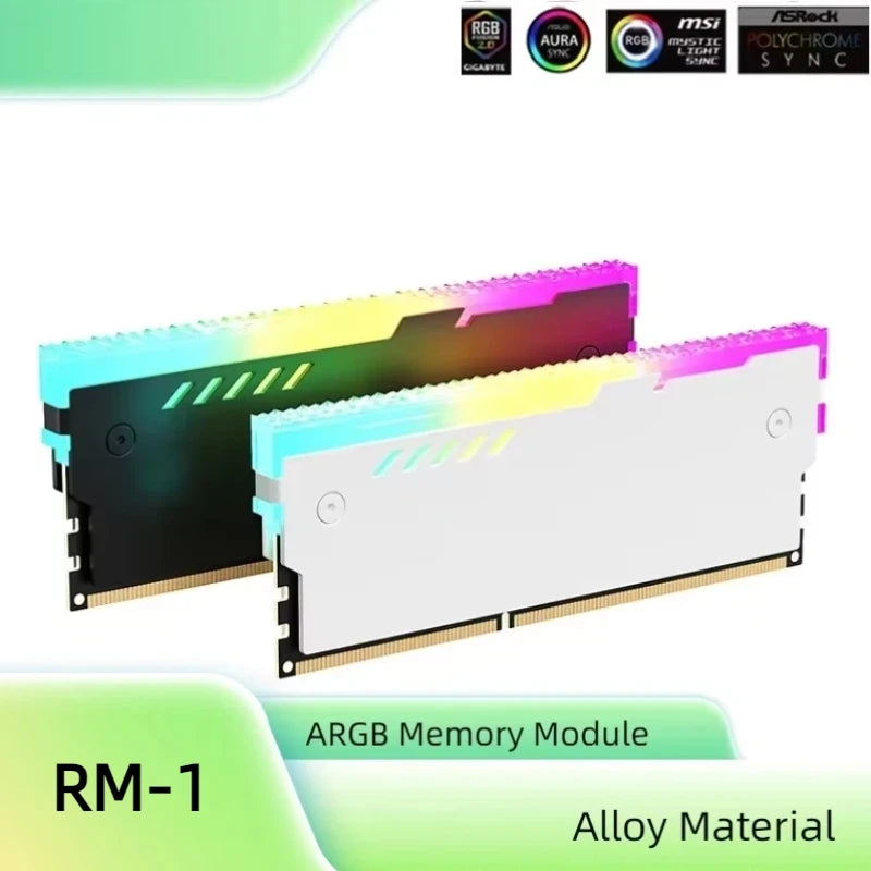 PC Memory Heatsink RM-1 RAM Cooling Vest 5V-3PIN ARGB RAM Heatsink Aura Sync for Desktop Computer Memory DDR3 DDR4 DDR5 DDR2