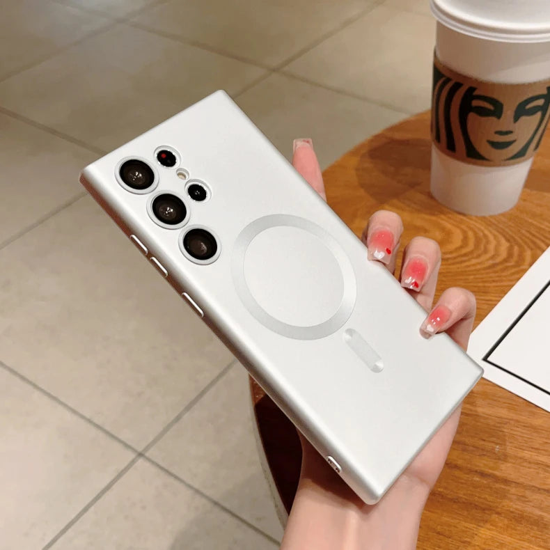 Original For Magsafe Magnetic Silicone Case For Samsung Galaxy S25 S23 S22 S21 S24 Ultra Plus Matte Cases Wireless Charge Cover