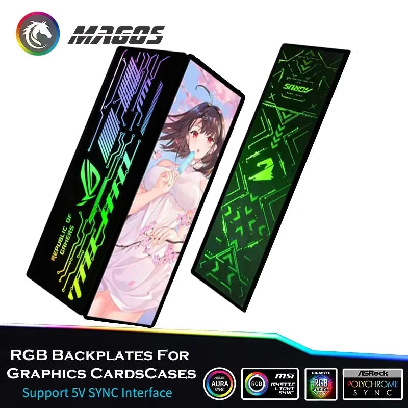 DIY RGB Lighting Panel For PC Case Decoration,VGA Backplate Side Board Symphony A-RGB Colorful RGB AURA SYNC MOD Water cooling
