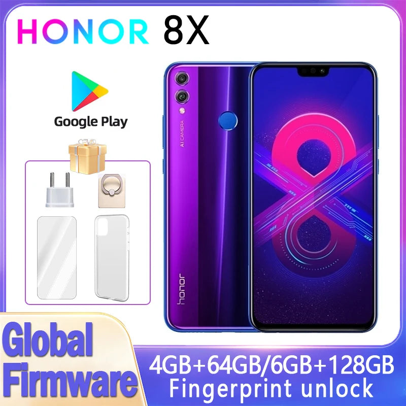 HONOR 8X Smartphone Global firmware CPU Haisi Qilin 710 6.5-inch 3750mAh rear camera 20MP Dual SIM used phone