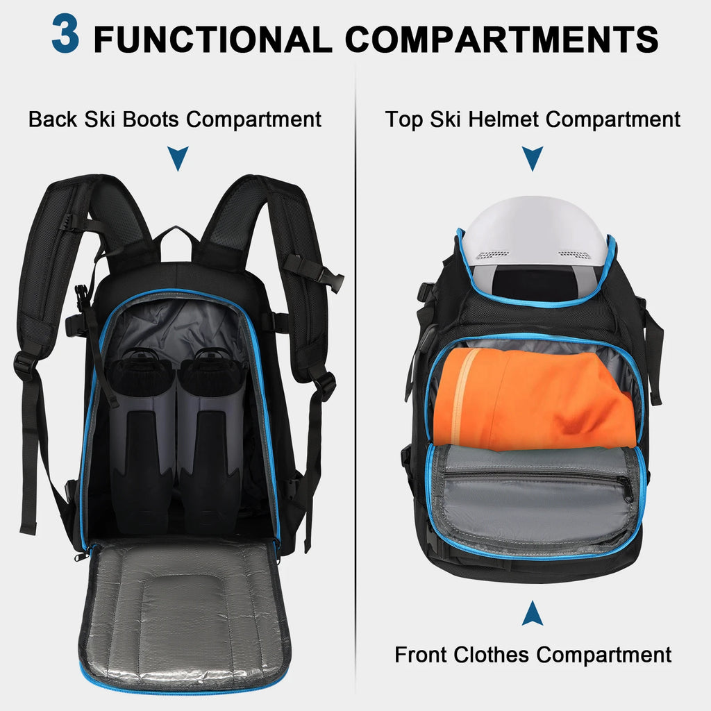Lightweight Durable Waterproof Ski Backpack For Travel Professional Skateboard Bag Outdoor Gear 50L Backpack With USB Charging