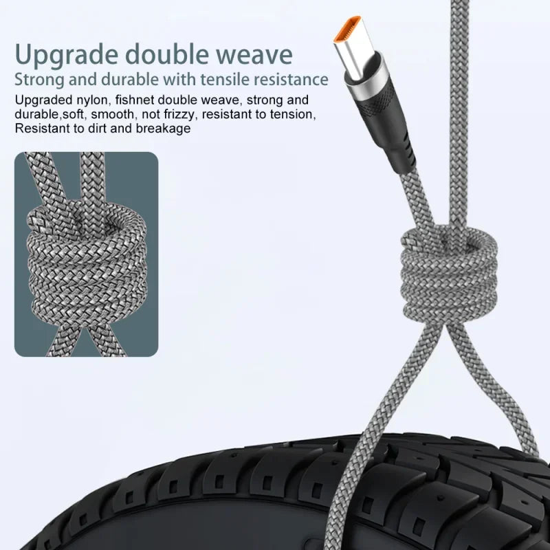 6A USB TYPE C Fast Charge Cable USB C Extend Charging Cable For IPhone 15 16 Huawei Samsung Xiaomi Quick Charging Phone Cable