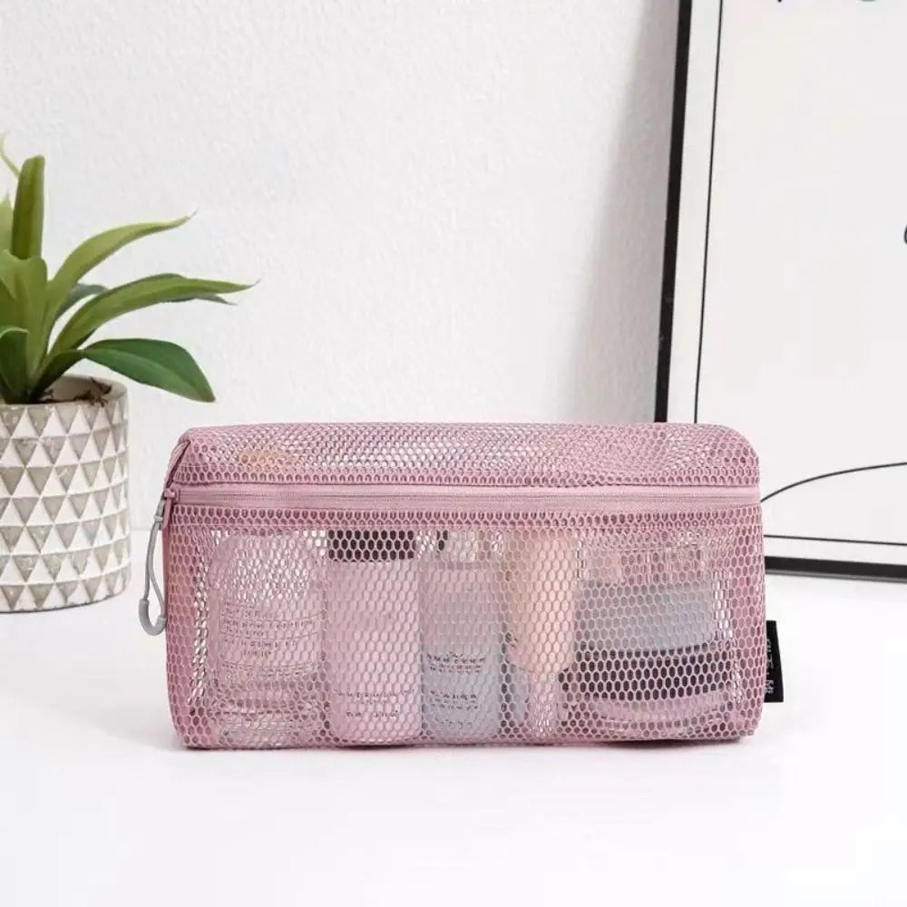 Casual Nylon Storage Pouch With Zipper Hand-held Mesh Pouch Multipurpose Mesh Toiletry Wash Bags Travel