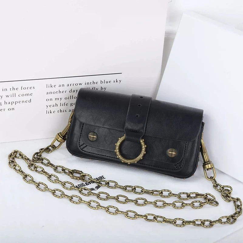 2025 New Classic Women's Leather Mini Square Bag Fashionable Versatile Wing Underarm Single Shoulder Slant Cross Bag Daily Match
