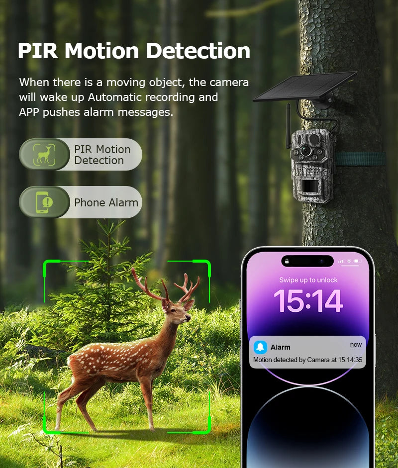 4G Trail Camera HD Video 12MP Images PIR Super-Fast Reflex Trigger Night Vision Wildlife Camera with APP Infrared Camera