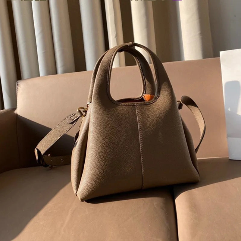 Women's bag lychee pattern Lana23 vegetable basket shoulder messenger bag retro portable bucket bag bucket type 2025 new