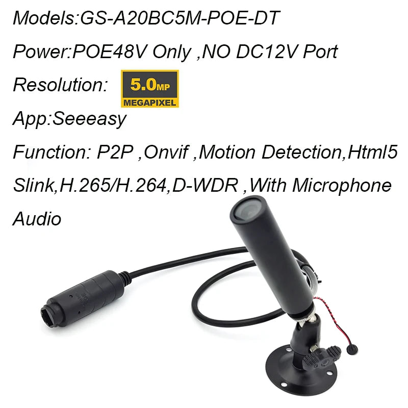 POE 48V NO DC 12V IP Network Mini POE Bullet Camera 1080P 2MP 4MP 5MP Surveillance IP Cam Wide Angle Seeeasy CCTV Video Cam