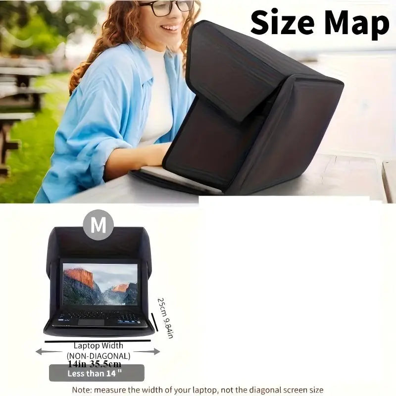 Laptop Bag Laptop Sun Shade, Lightweight Laptop Sun Glare Shield Privacy Cover for Working Outside 14inch