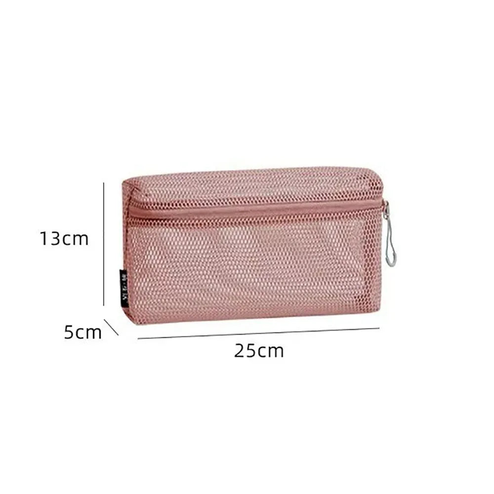 Casual Nylon Storage Pouch With Zipper Hand-held Mesh Pouch Multipurpose Mesh Toiletry Wash Bags Travel