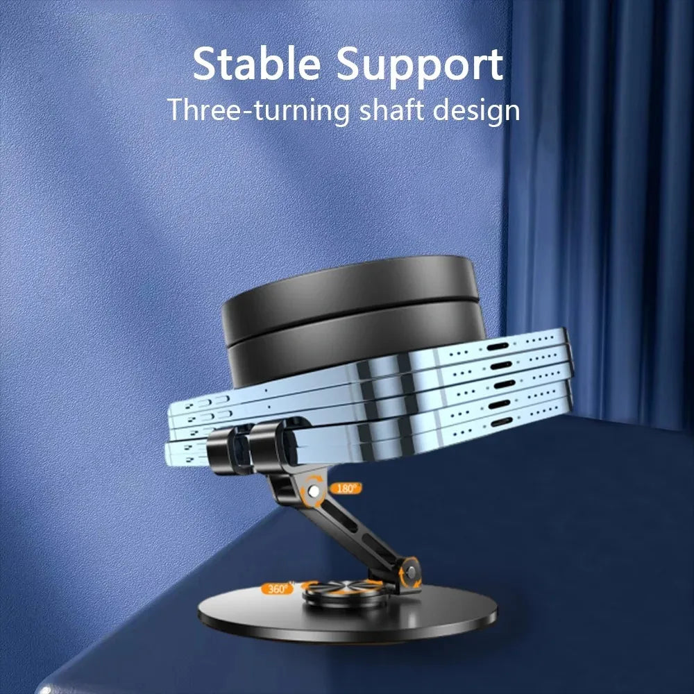 360-degree metal rotating mobile phone and tablet stand - non-slip, foldable, adjustable, portable phone stand